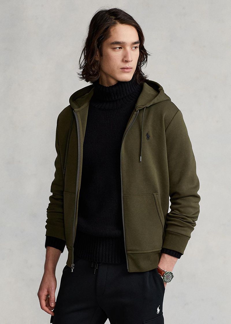 ポロ ラルフ ローレン パーカー メンズ オリーブ ダブルニット Full-zip QTCXW3914